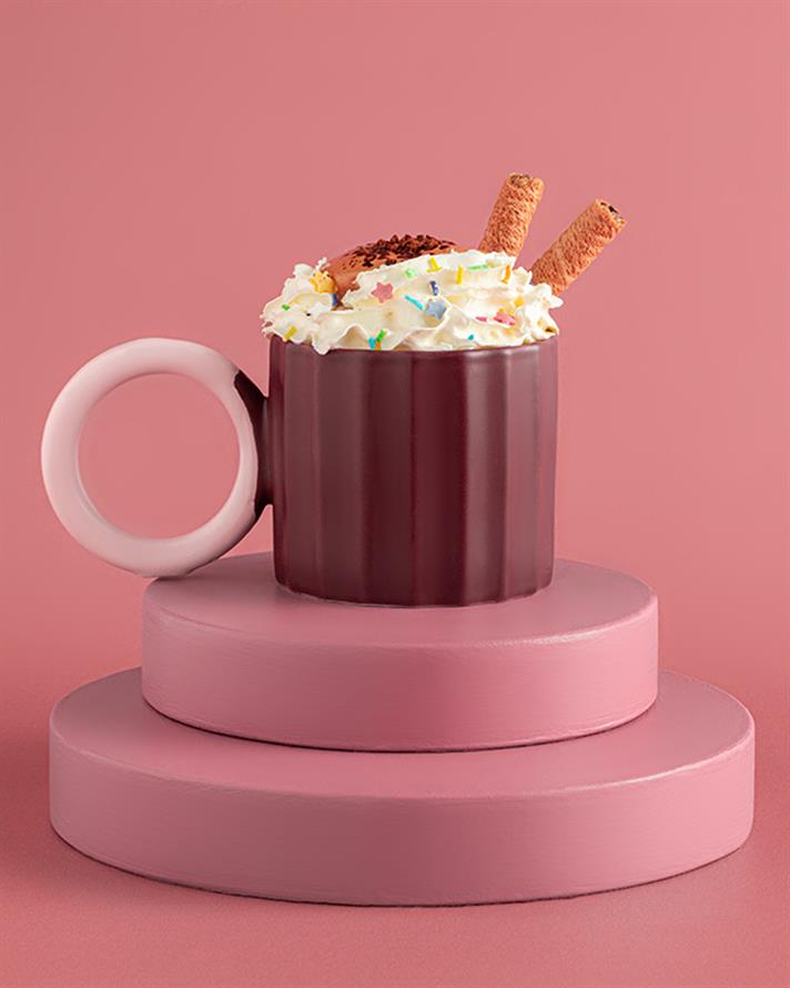 Angled New Bone China Kupa 260 ml Bordo