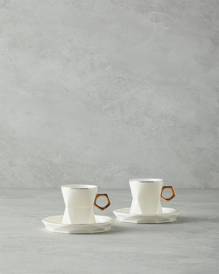 Axel New Bone China Kahve Fincan Takımı 12 Parça 6 Kişilik Beyaz