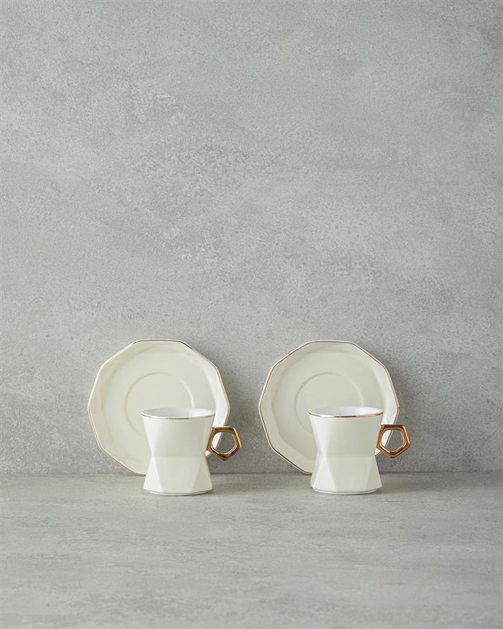 Axel New Bone China Kahve Fincan Takımı 12 Parça 6 Kişilik Beyaz