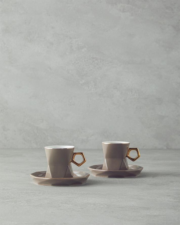 Axel New Bone China Kahve Fincan Takımı 4 Parça 2 Kişilik Vizon