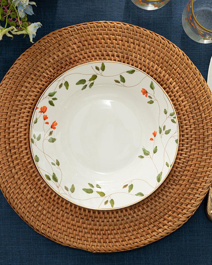 Belleza New Bone China Çukur Yemek Tabağı 20 cm Yeşil-Turuncu
