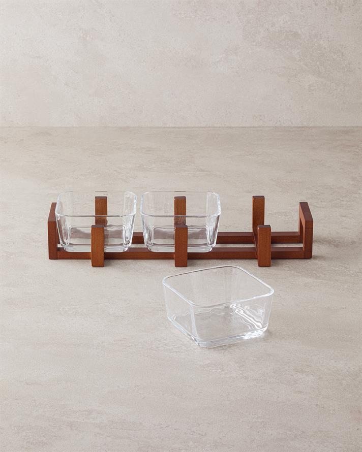 Blenda Cam-Bambu 4 Parça Sunumluk 10x5 cm Şeffaf
