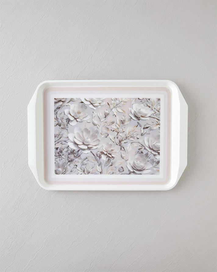 Blooming PP Kaydırmaz Tepsi 39x30 cm Krem