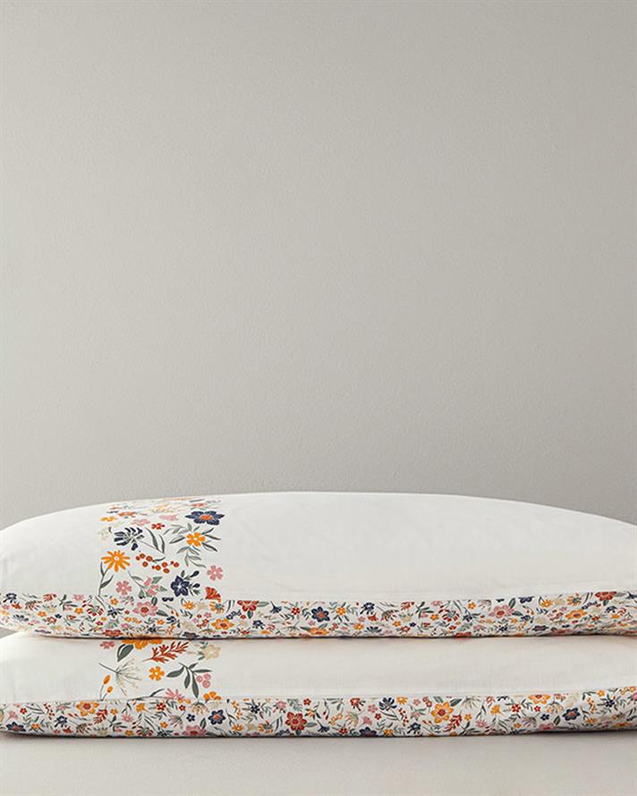 Bloomy Lines Pamuklu 2li Yastık Kılıfı Sarı