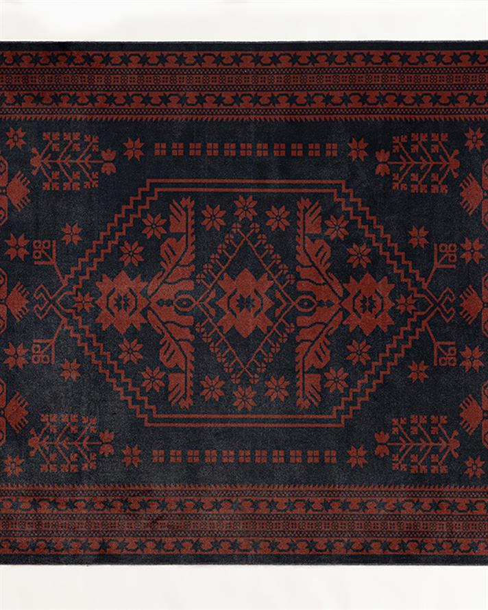 Boho Dream Jakarlı Dokuma Dekoratif Halı Siyah-Bordo