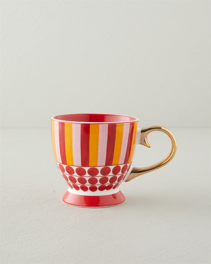 Bright Vionna New Bone China Kupa 460 ml Pembe-Kırmızı-Turuncu