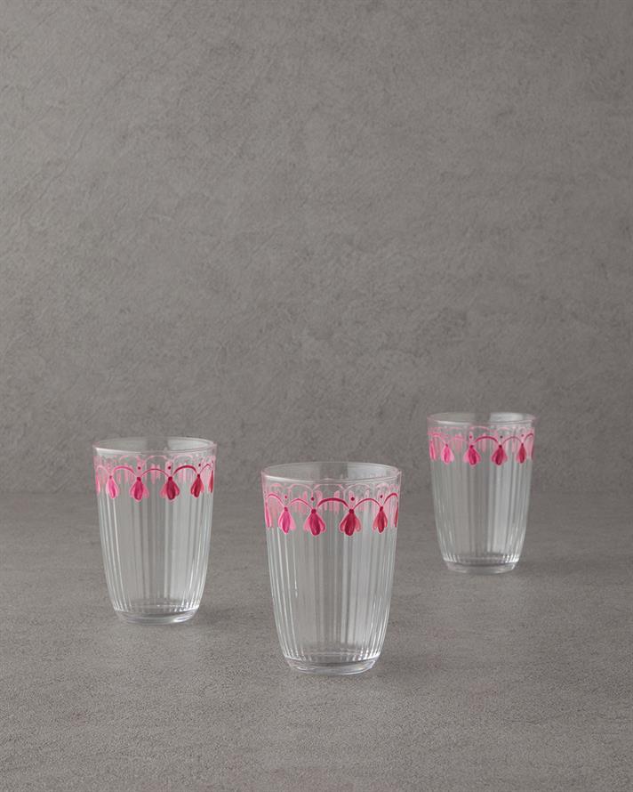 Carnival Drip Cam 3lü Bardak 395 ml Pembe