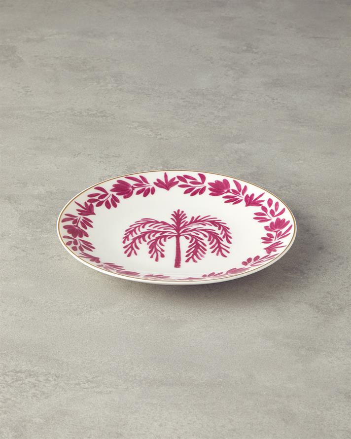 Carnival Tree Bone Porselen Pasta Tabağı 20 cm Fuşya-Beyaz