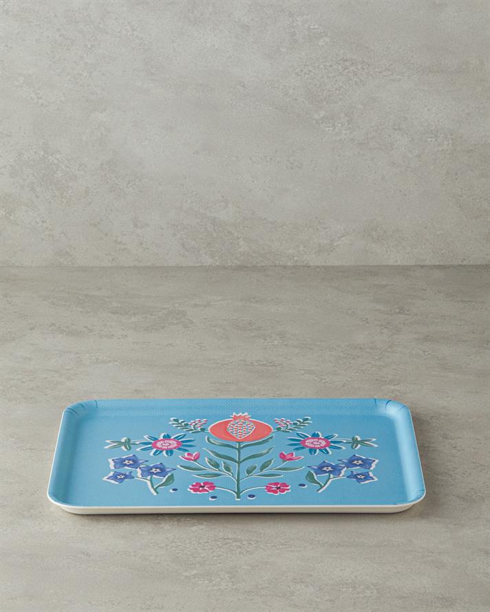 Carnival Tulip Melamin Kaydırmaz Tepsi 27x36 cm Mavi