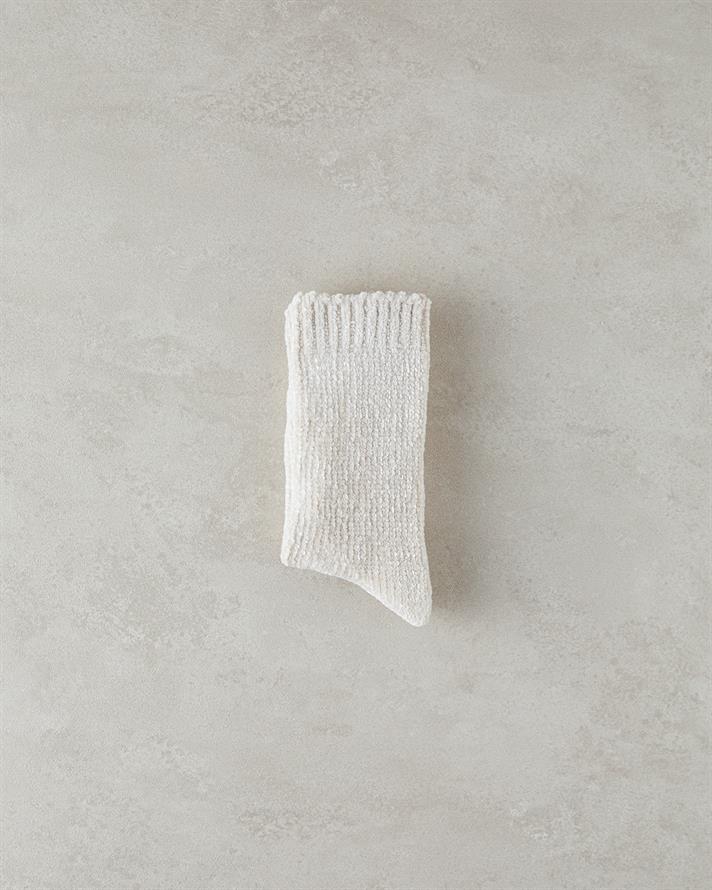 Chenille Kadın Soket Çorap Ekru
