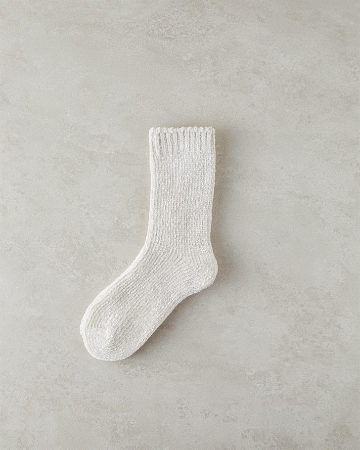 Chenille Kadın Soket Çorap Ekru