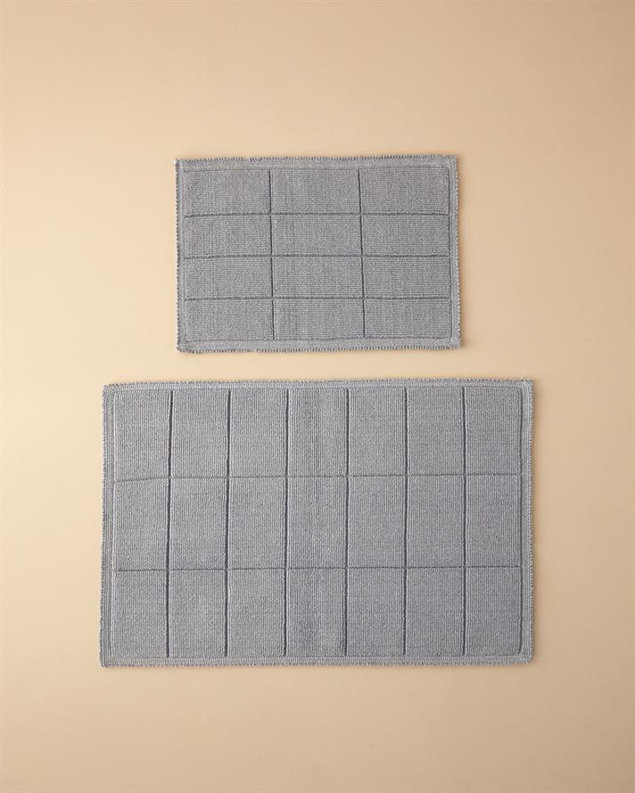 Classy Diamond Pamuk Polyester Banyo Paspası Seti Gri