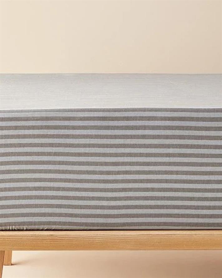Classy Stripe Twill Çift Kişilik Lastikli Çarşaf Antrasit