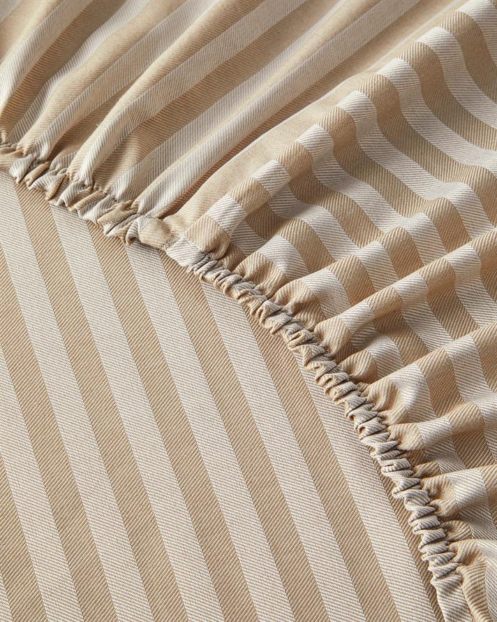 Classy Stripe Twill Tek Kişilik Lastikli Çarşaf Bej