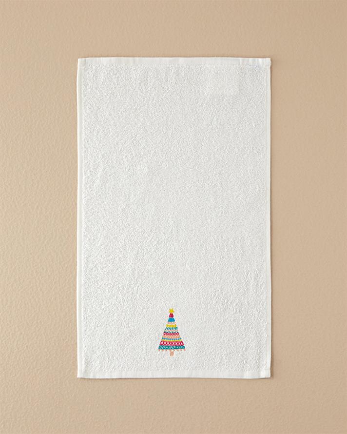 Colour Pine Pamuklu Nakışlı El Havlusu 30x50 cm Ekru
