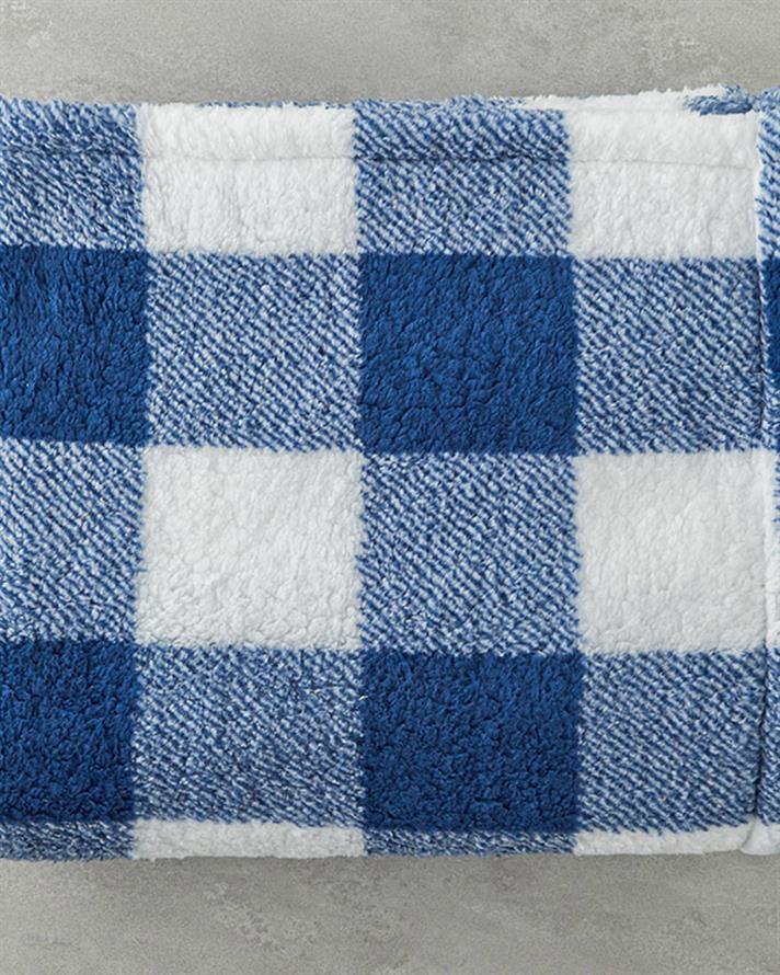 Comfort Plaid Baskılı Sherpa Battaniye Mavi