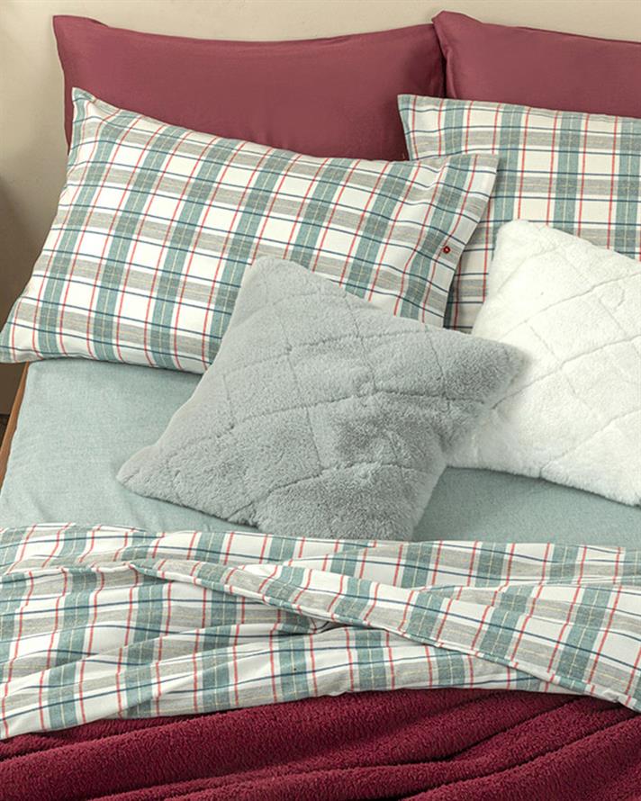 Cozy Plaid Winter Soft Super King Nevresim Takımı Yeşil