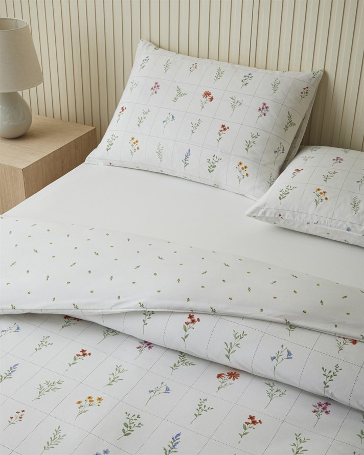 Damada Bloom Kolay Ütülenir Tek Kişilik Çarşaflı Nevresim Takımı 160x220 cm Sarı-Yeşil