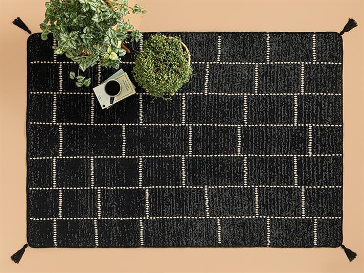Fancynia Dokuma Kilim Krem Siyah