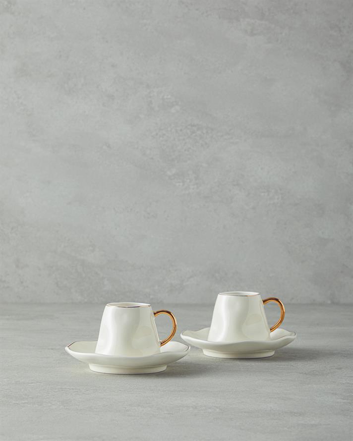 Felix New Bone China Kahve Fincan Takımı 4 Parça 2 Kişilik Beyaz