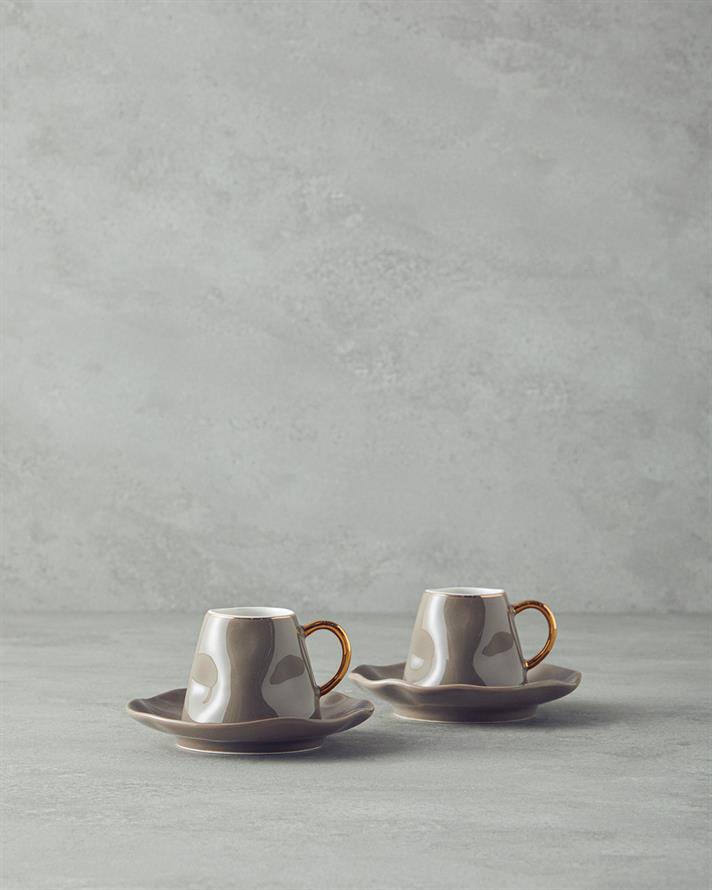 Felix New Bone China Kahve Fincan Takımı 4 Parça 2 Kişilik Vizon