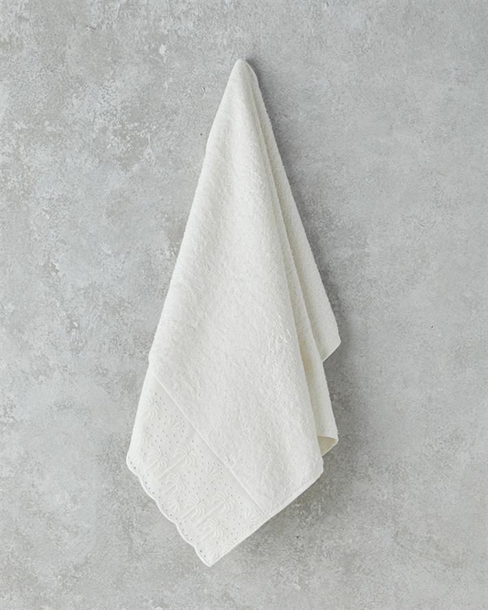 Festoon Palm Pamuklu Yüz Havlusu 50x80 cm Ekru