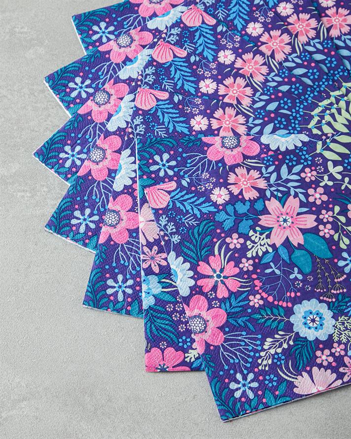 Flower Garden 20li Kağıt Peçete Pembe - Mavi