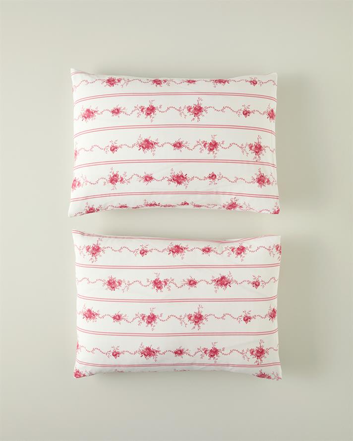 Flower Line 2Li Yastık Kılıfı Pembe