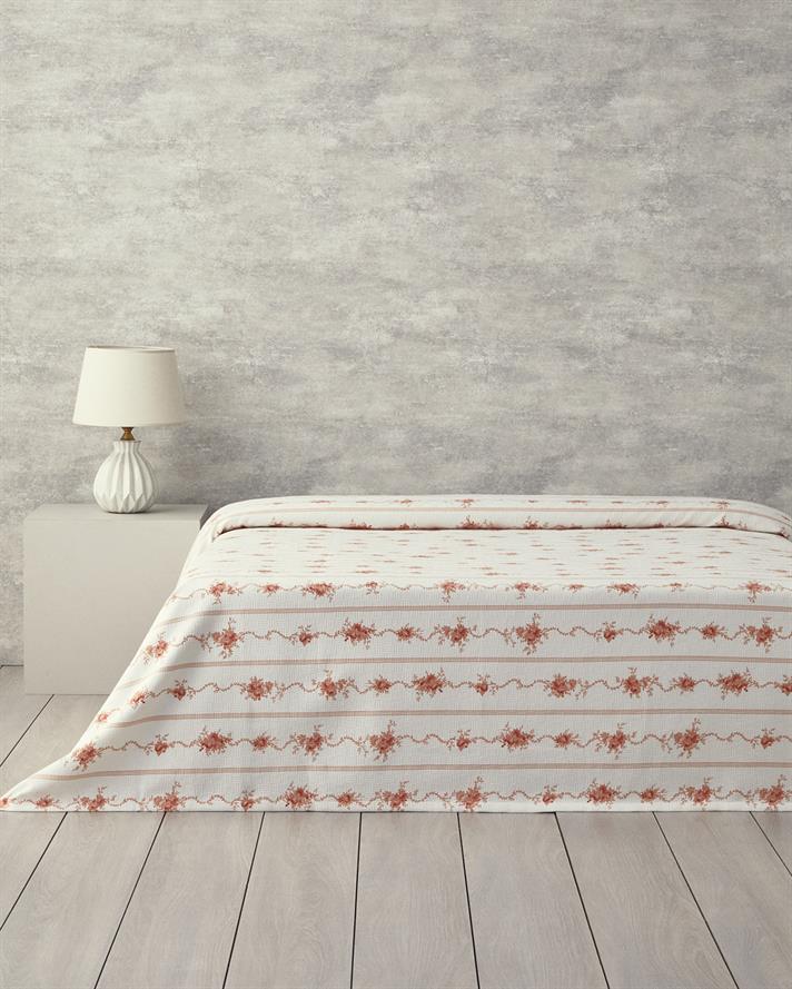 Flower Line Çift Kişilik Pike Turuncu