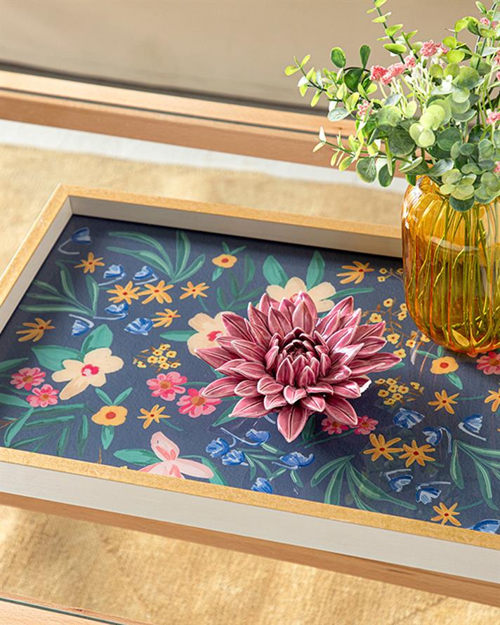 Flowertopia Dekoratif Tepsi Lacivert