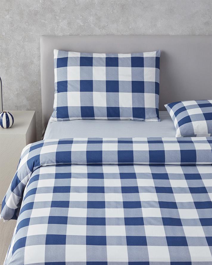 Gingham Çift Kişilik Nevresim Takımı Lacivert