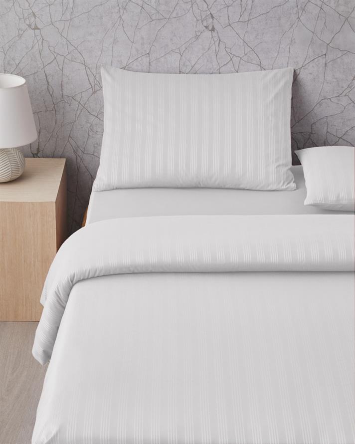 Glossy Kolay Ütülenir Perkal Tek Kişilik Çarşaflı Nevresim Takımı 160x220 cm Beyaz