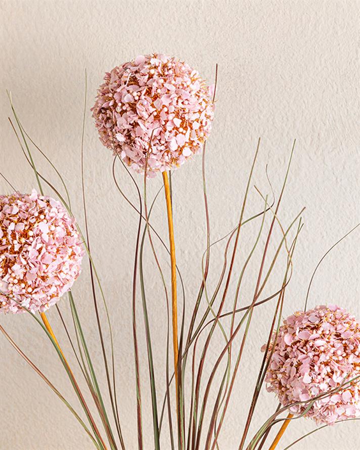 Grass Bush Plastik Tek Dal Yapay Çiçek Pembe