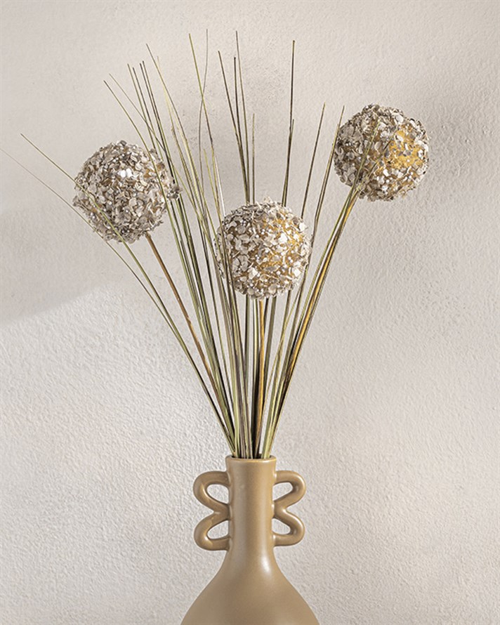 Grass Bush Tek Dal Yapay Çiçek 63 cm Turuncu