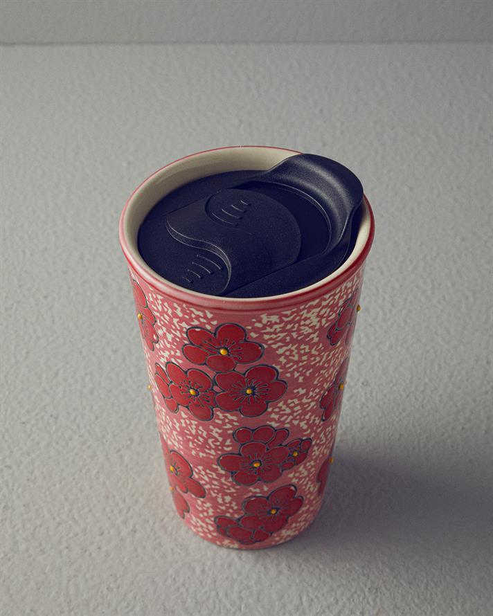 Helena Seramik Travel Mug Kırmızı
