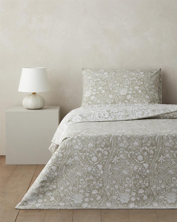 Heritage Grace Kolay Ütülenir Tek Kişilik Çarşaflı Nevresim Takımı 160x220 cm Haki