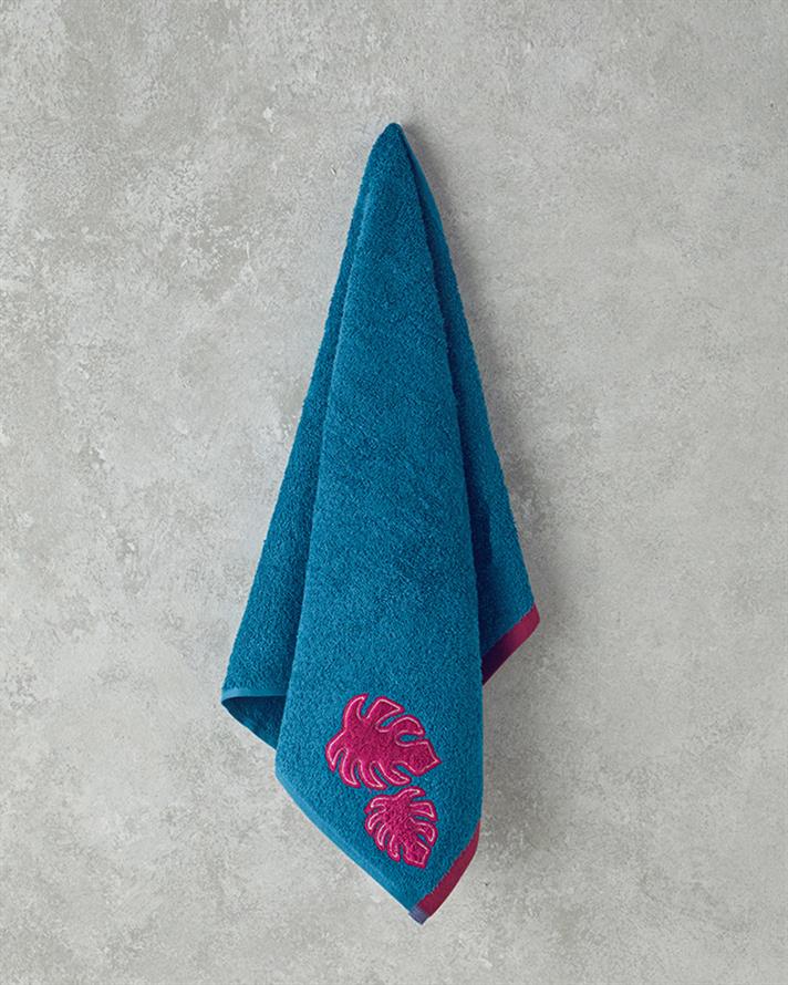 Hued Palm Pamuklu Yüz Havlusu 50x80 cm Mavi-Fuşya