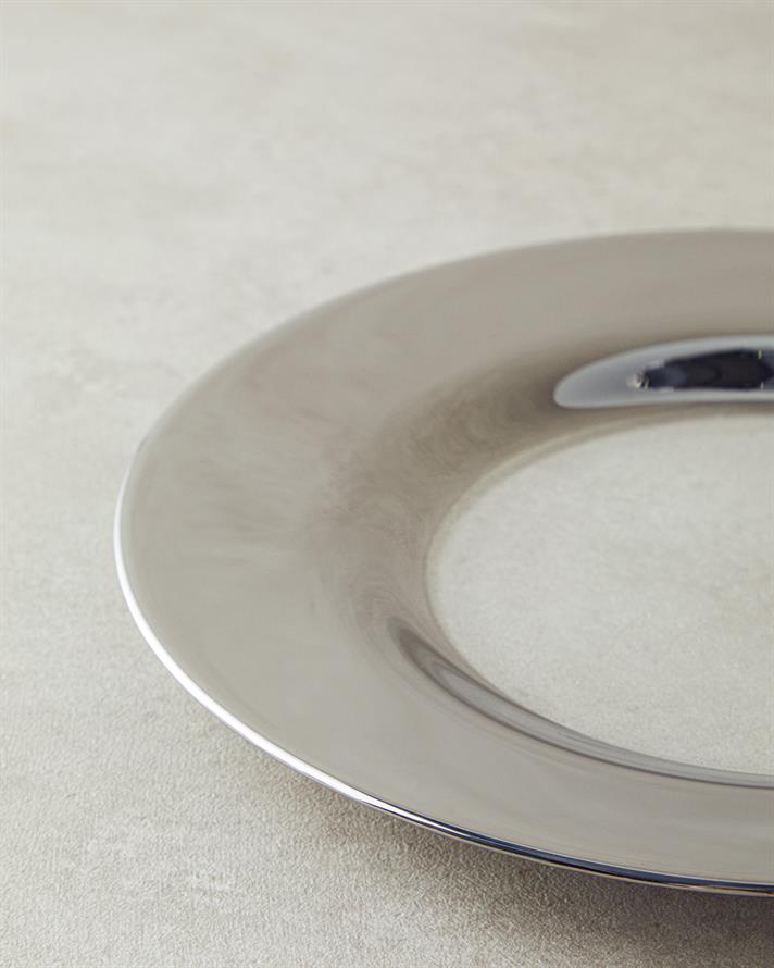 Jade Cam Servis Tabağı 26 cm Silver