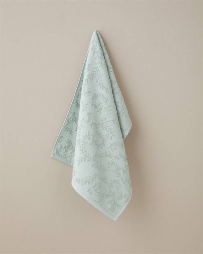 Leafy Touch %100 Pamuk Jakarlı Yüz Havlusu 50x80 cm Yeşil