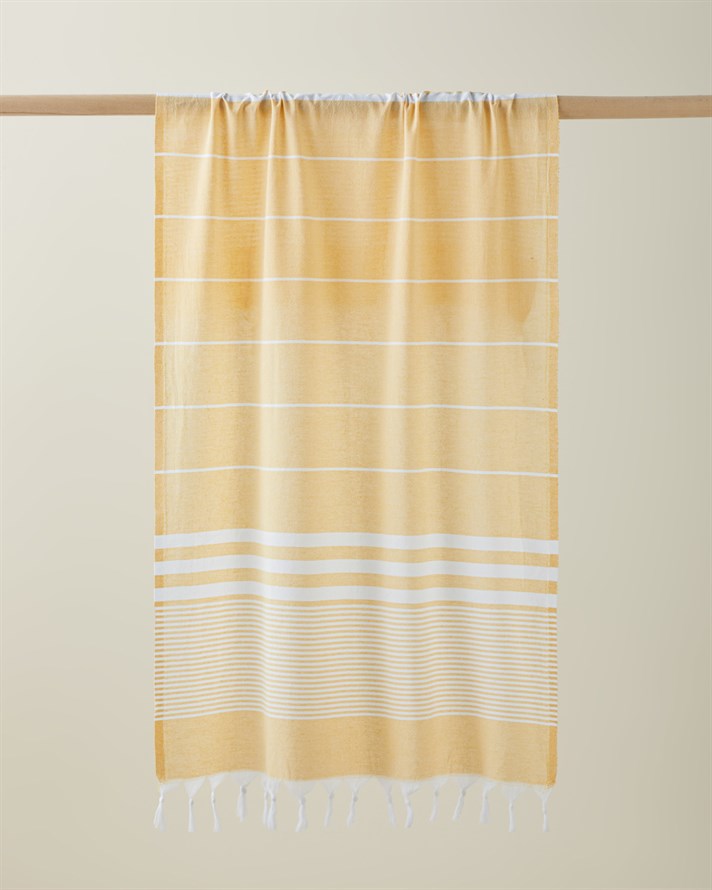 Linosa Rejenere Çizgili Peştamal 80x150 cm Sarı