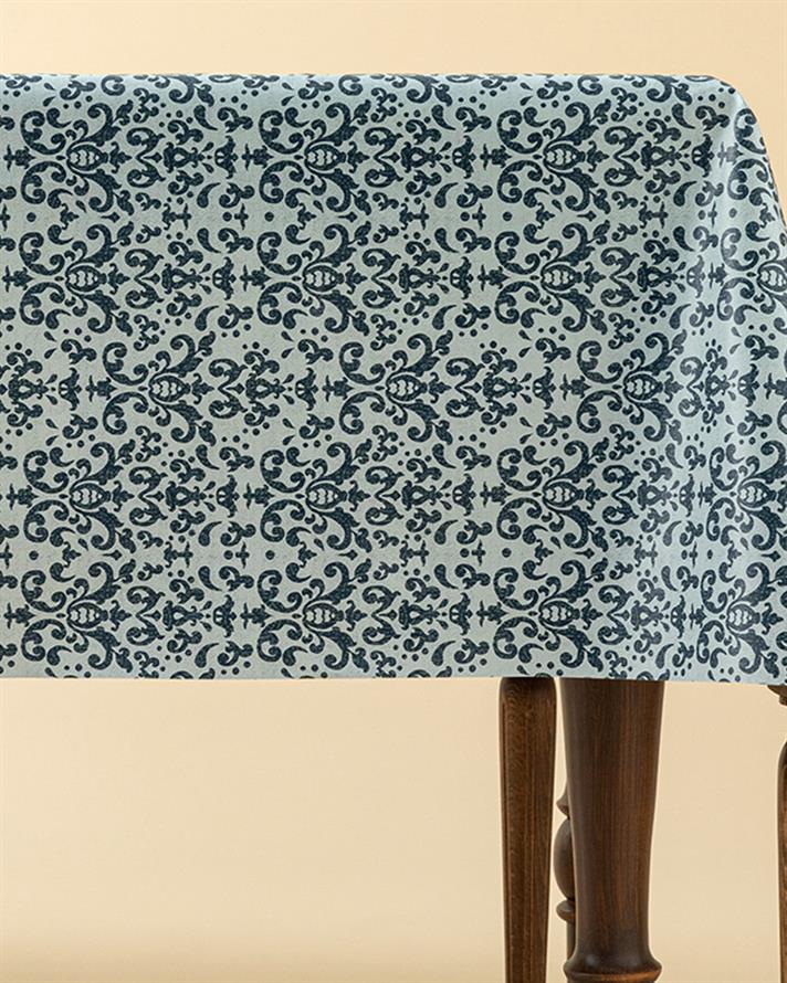 Majestic Damask Pvc Masa Örtüsü 140x140 cm Lacivert