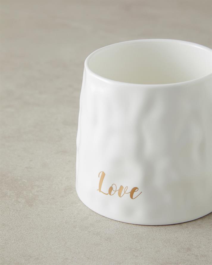 Mantra New Bone China Kapaklı Kaşıklı Kupa Beyaz