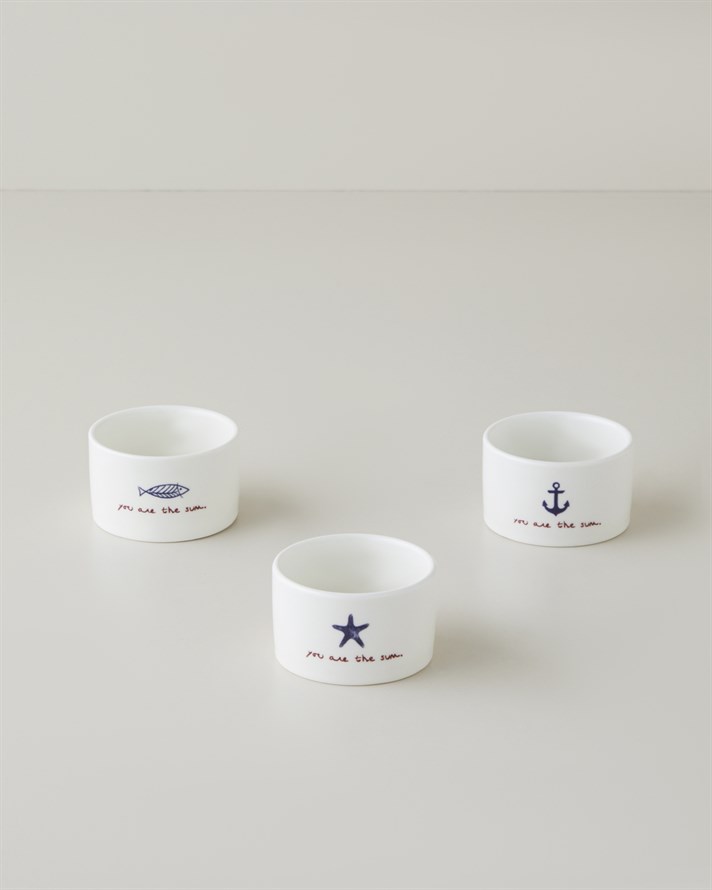 Mariner Sun Stoneware 3lü Çerezlik 6,5 cm Mavi-Kırmızı