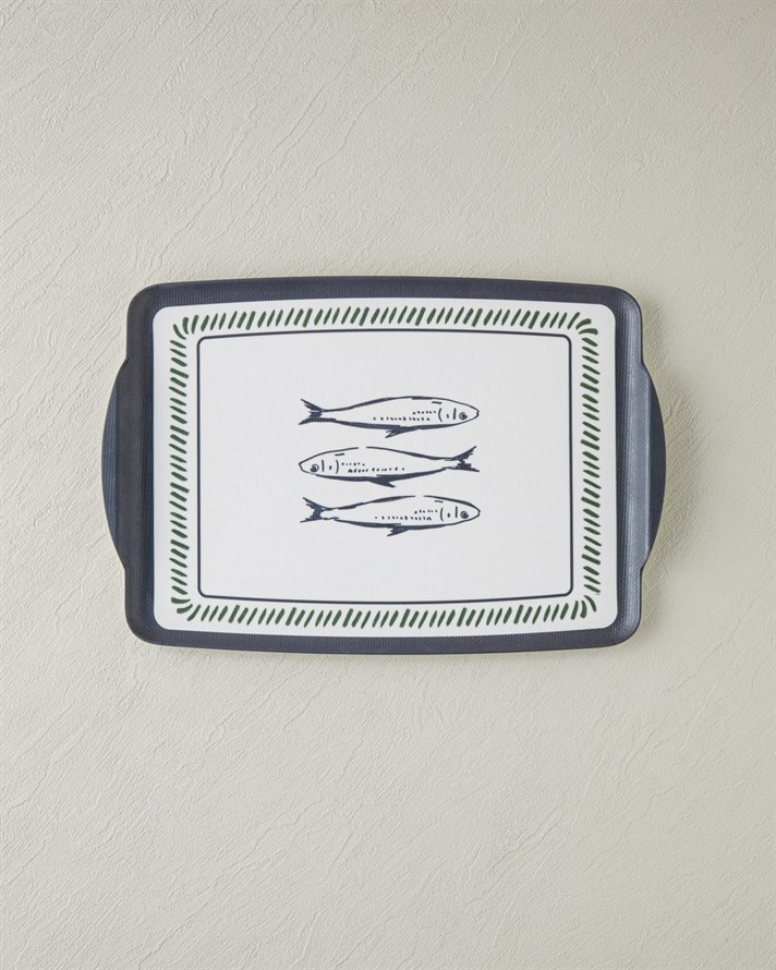 Maritime Melody Melamin Kaydırmaz Tepsi 25x38 cm Beyaz - Lacivert