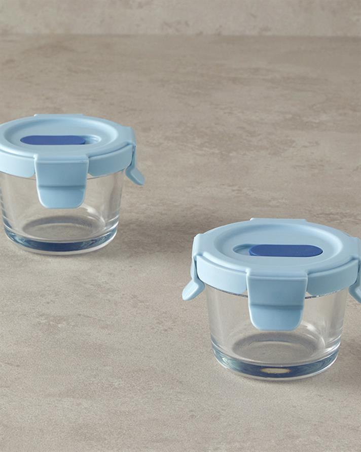 Minimo 2li Cam Saklama Kabı Mavi