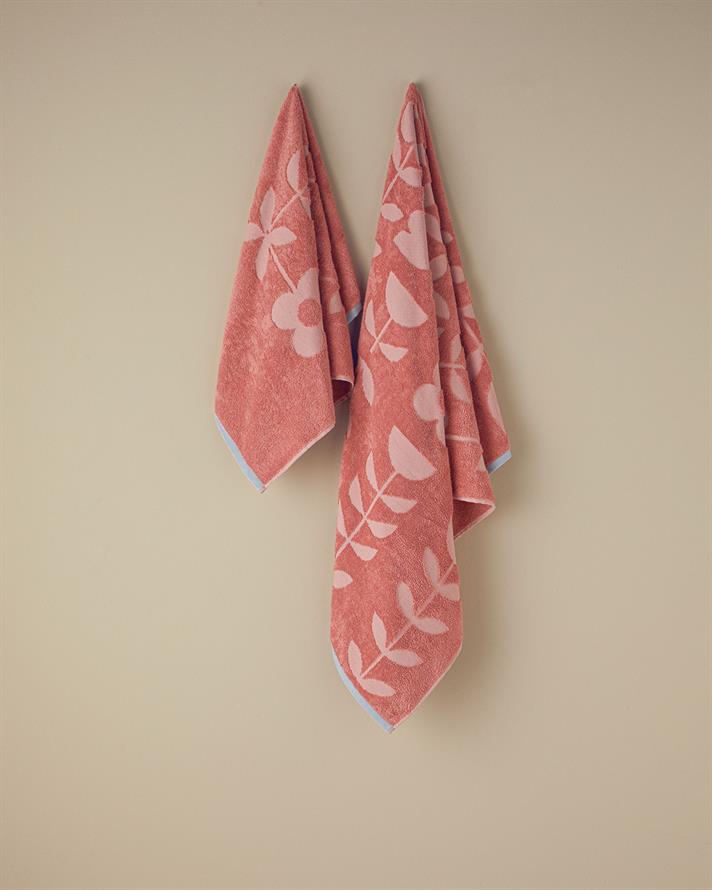 Mix Flowers Pamuklu Jakarlı Banyo Havlusu 70x140 cm Pembe