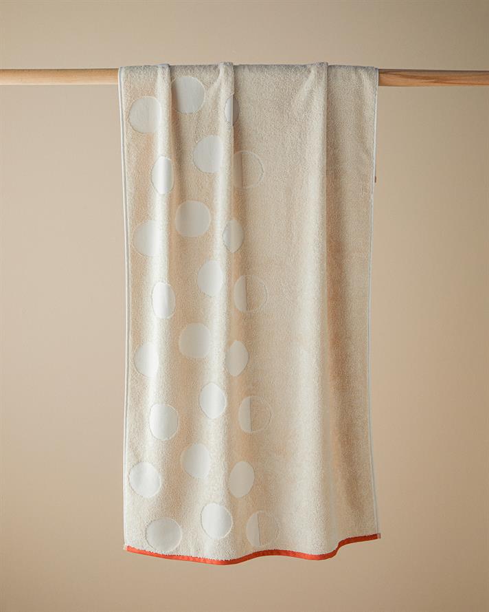 Mix Point Pamuklu Jakarlı Banyo Havlusu 70x140 cm Bej