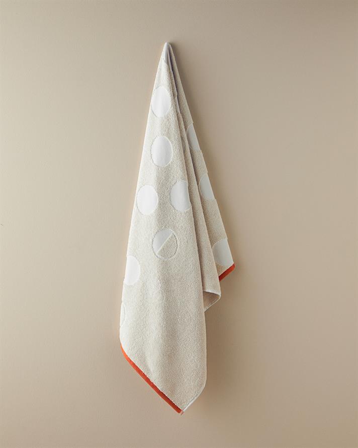 Mix Point Pamuklu Jakarlı Banyo Havlusu 70x140 cm Bej
