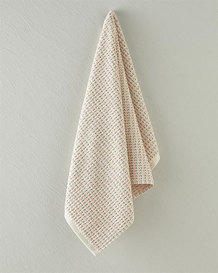 Modern Check Pamuklu Yüz Havlusu 50x80 cm Açık Bej