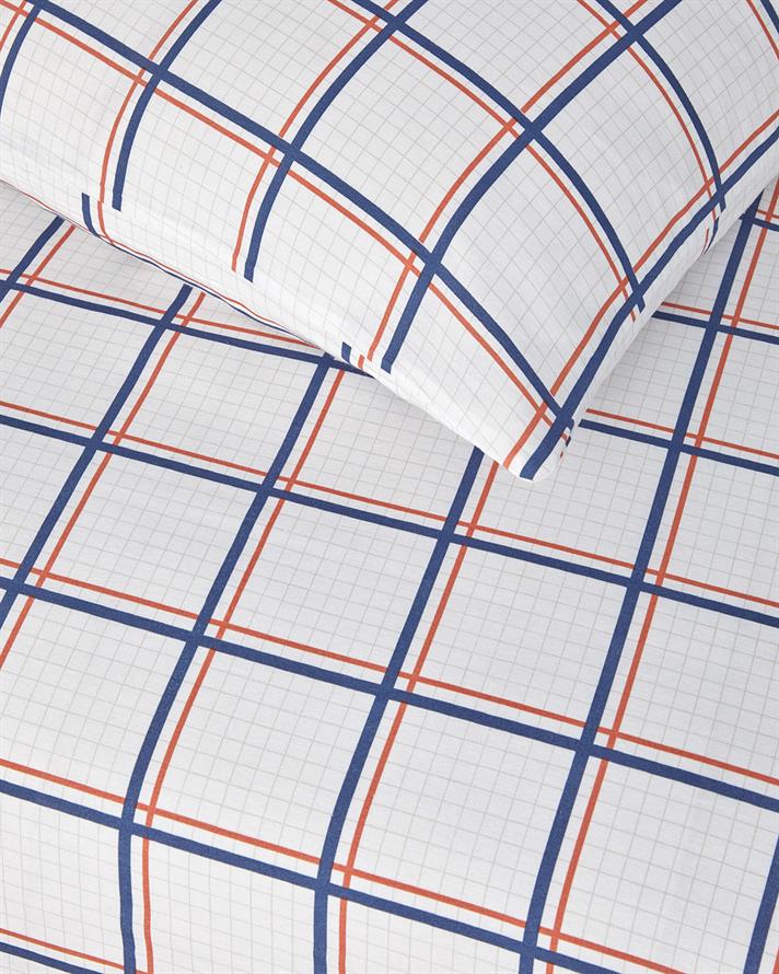 Modern Checkers Tek Kişilik Nevresim Takımı Mavi-Turuncu